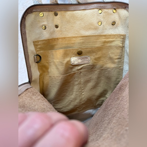 JANE MARIE Metallic Tan Leather Backpack - Picture 7 of 11